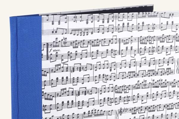 Music folder A4 blue, handmade, with elastic band